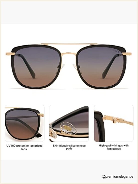 Retro Aviator Square Polarized Sunglasses UV400 Protection main image 6